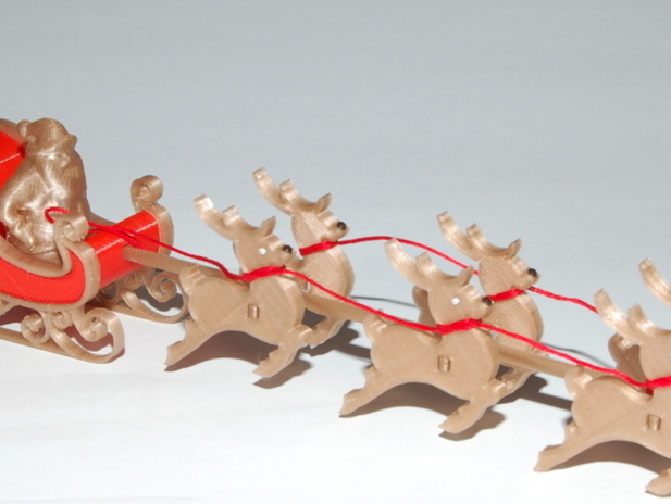 圣诞老人和雪橇3d打印模型 免费下载