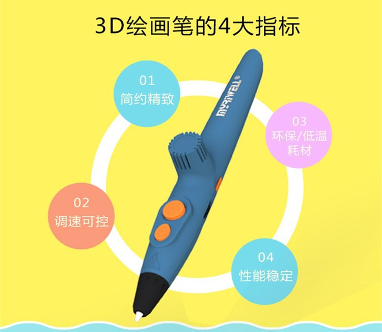 迈睿第五代3D打印笔低温儿童创意涂鸦益智绘图立体画PCL耗材USB接口