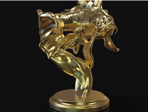 锦鲤雕塑3d打印模型 免费下载