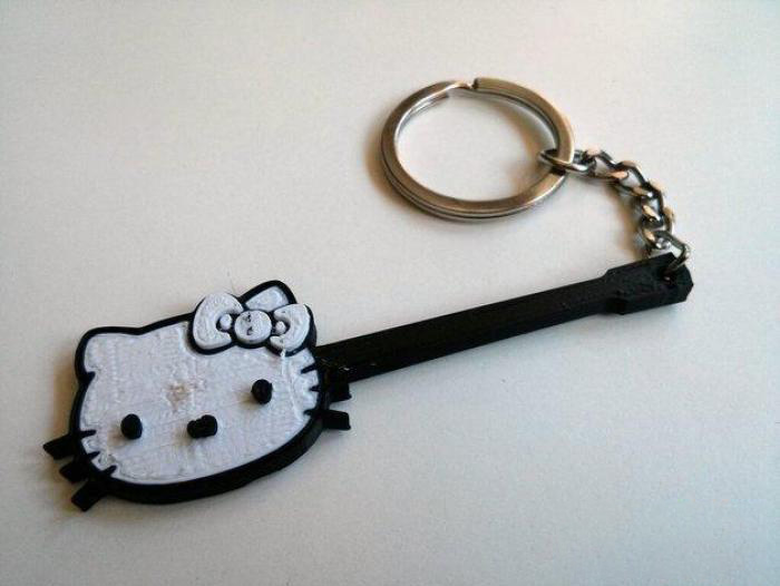 Hello kitty钥匙扣3d打印模型 免费下载