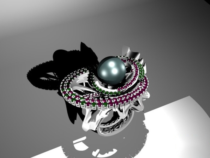 3D打印的珍珠戒指3d打印模型 免费下载