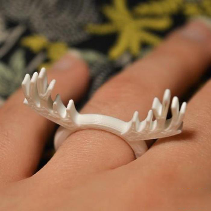 鹿头戒指3d打印模型 免费下载