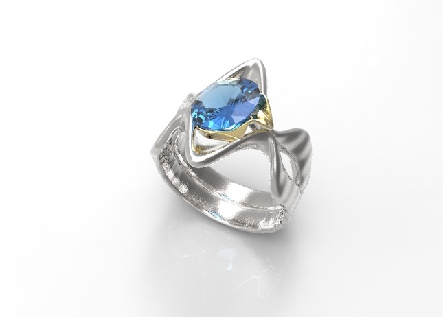 蓝宝石戒指3d打印模型 免费下载